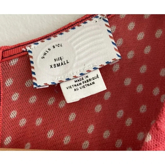 Anthropolgie 9-H15 STCL Dress Red Cream Dot Size Extra Small XS - Picture 3 of 5